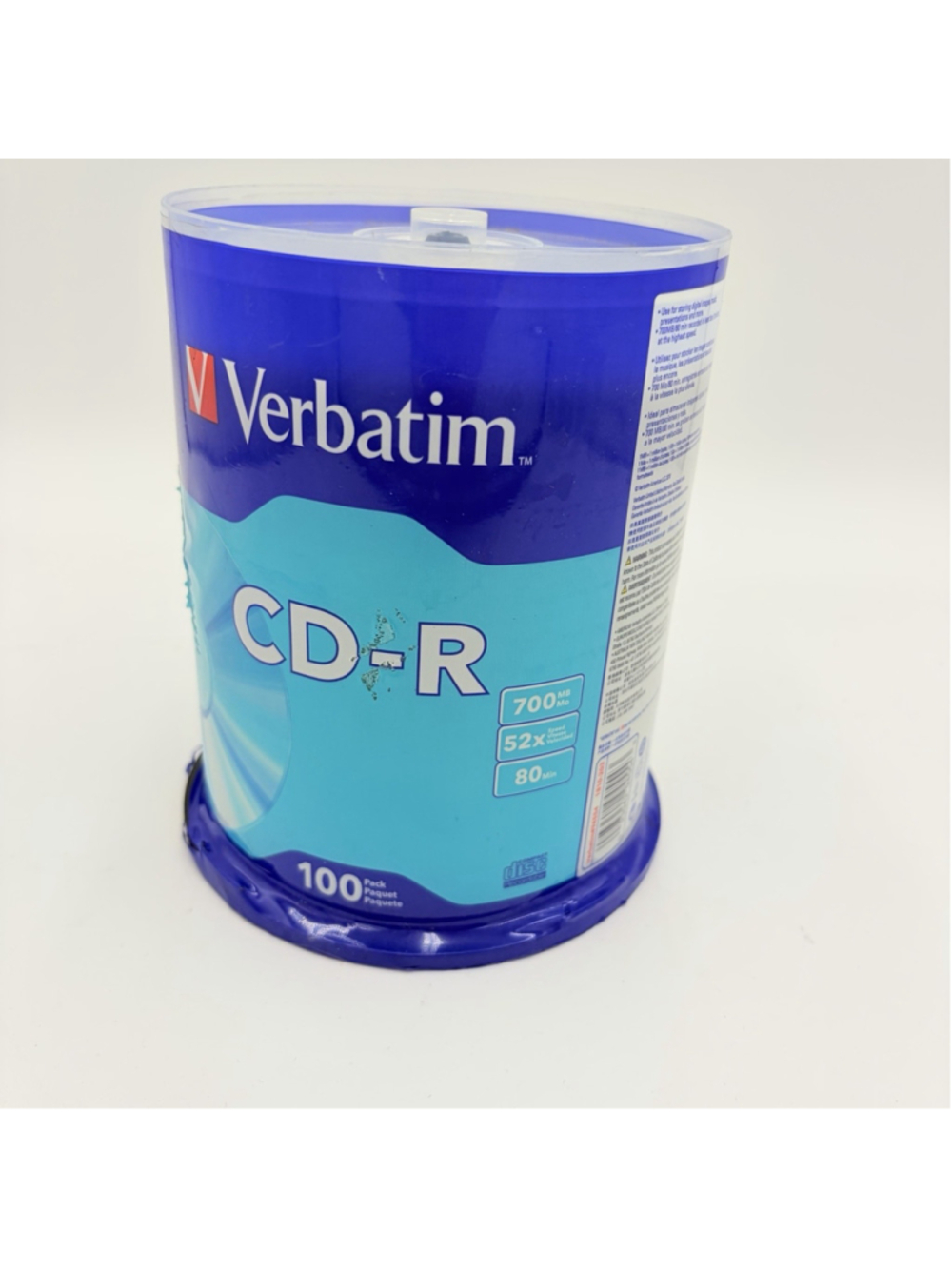 Verbatim 94554 52x CD-R 700MB Capacity Gray 100/Pack Sealed New